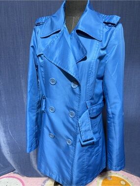 💠River Island Vibrant Blue Double-Breasted Trench Coat